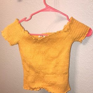 hollister ribbed off the shoulder top